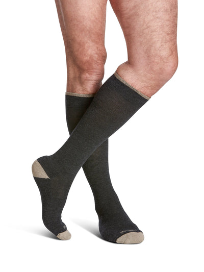 Chaussettes Sigvaris pour hommes, laine mérinos, mi-mollet, 15-20 mmHg, bout fermé