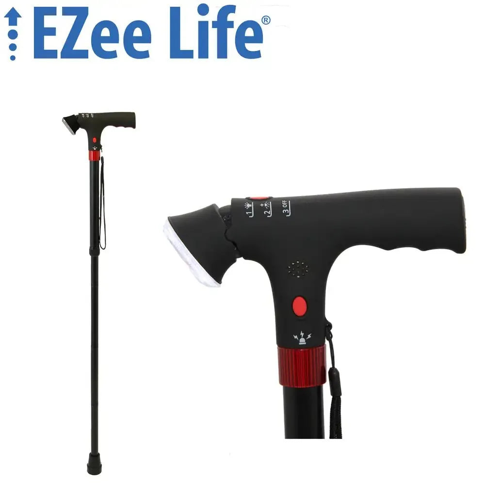 Adjustable Flashlight Cane with Built-In Siren for Enhanced Mobility Support in Canada