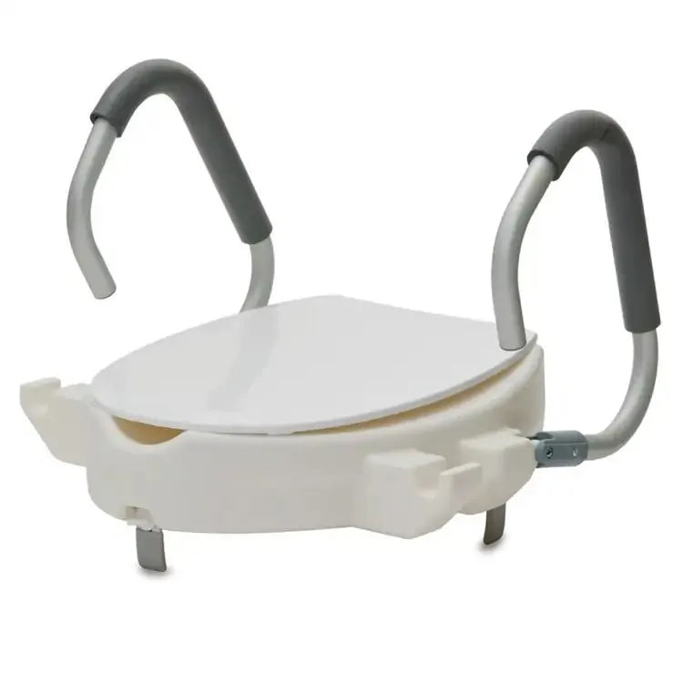 CH2027 Ezee Life 4-Inch Raised Toilet Seat with Padded Flip-Back Arms | Worm Screw Lock