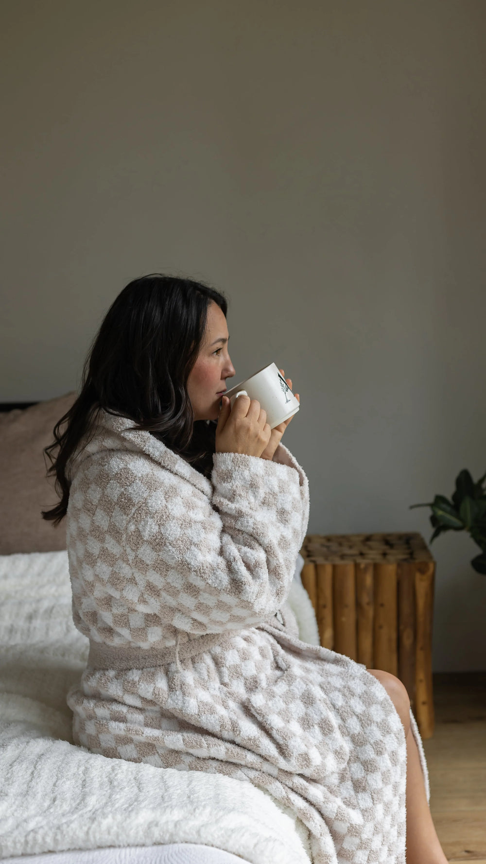 Robe à Capuchon Imprimé à Carreaux pour Adultes