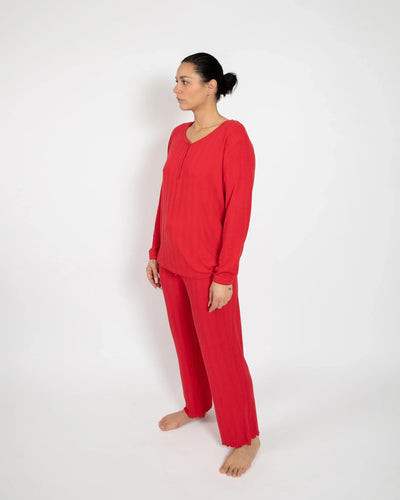 Ensemble de pyjama long rouge pour femmes