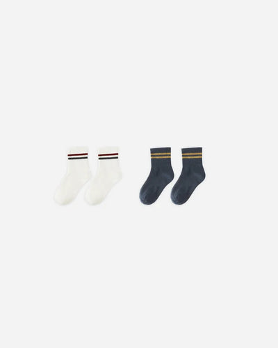 Chaussettes rayées, 2-pack | Ivoire, Marine | Rylee & Cru