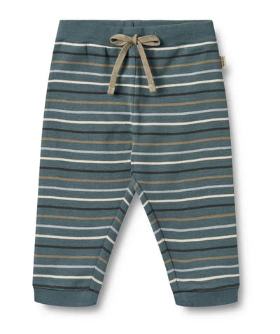 Pantalon en jersey Léo | Rayures multicolores bleues | Vêtements Wheat