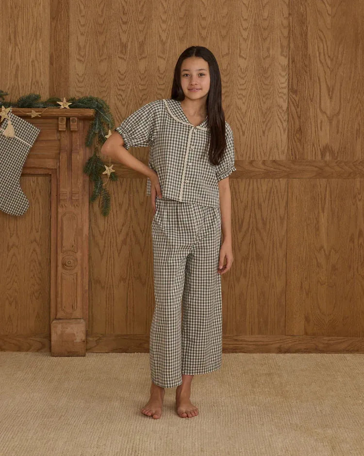 Pyjama à volants pour ados | Vichy émeraude | Rylee & Cru