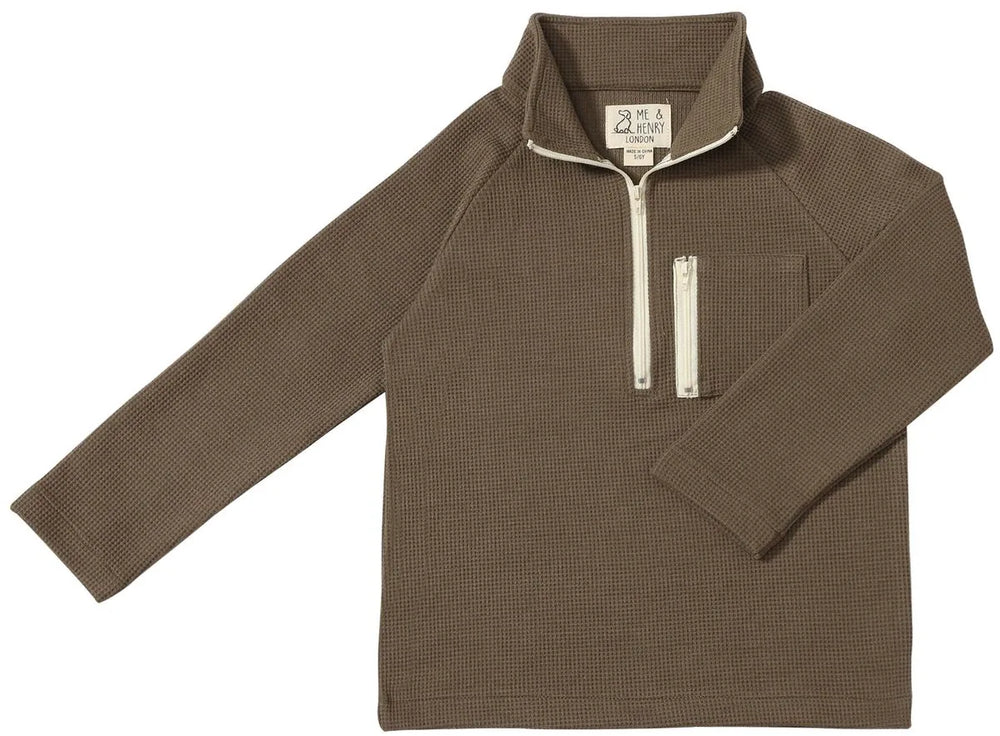Picket Zip Up Top | Olive Waffle | Me & Henry