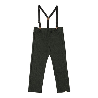 Pantalons Marcus avec bretelles | Tweed vert | Me & Henry