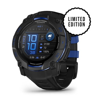 Garmin Instinct® 3 AMOLED (50 mm) - Montre GPS Robuste - Noir/Bleu Bolt