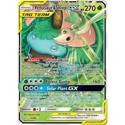 Venusaur & Snivy GX (1/236) (SM12)