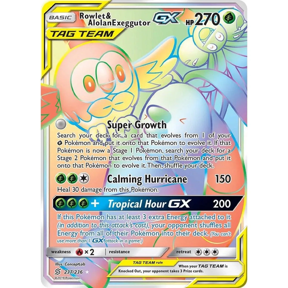 Rowlet & Alolan Exeggutor GX (Secret) (237/236) (SM11)