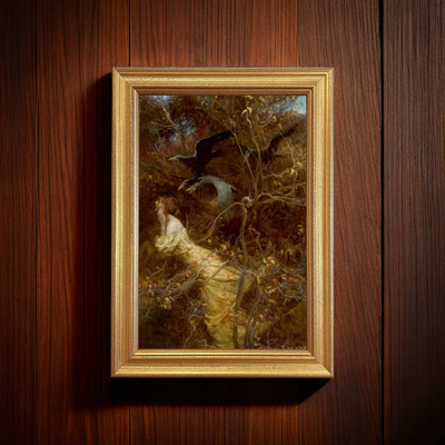 Les Bois Hantés – Reproduction d'une peinture à l'huile victorienne sur satin