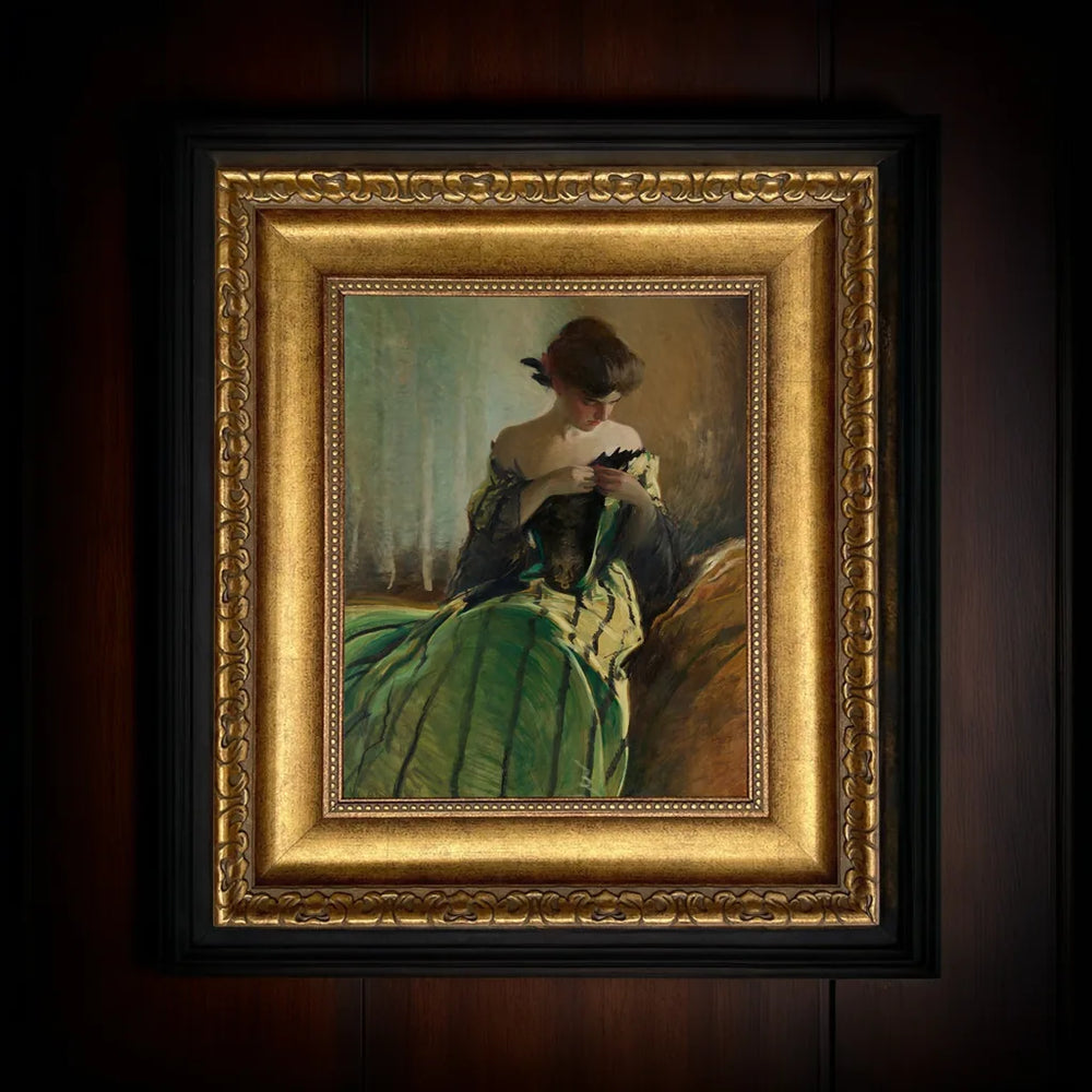 The Enchantress in Emerald – Impression sur toile d'une peinture à l'huile victorienne