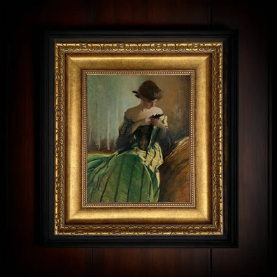 The Enchantress in Emerald – Impression sur toile d'une peinture à l'huile victorienne