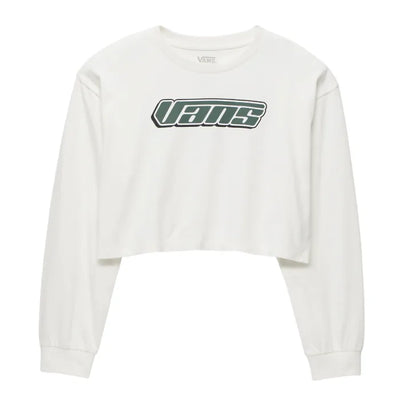 Vans 'Retro V' Haut à Manches Longues Coupe Courte - Blanc (Pour Femmes)