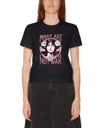 T-shirt court Obey 'Make Art Not War' - Noir délavé (pour femmes)