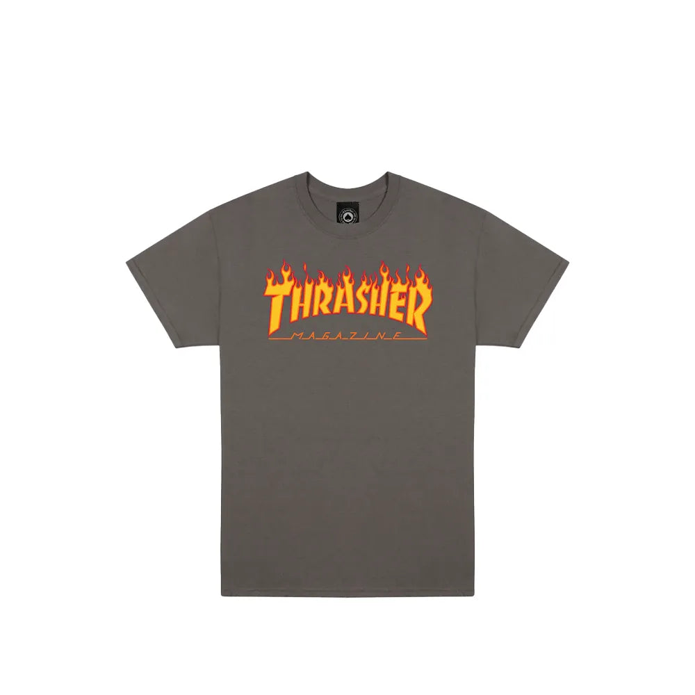 Thrasher 'Flame Logo' Tee - Charcoal