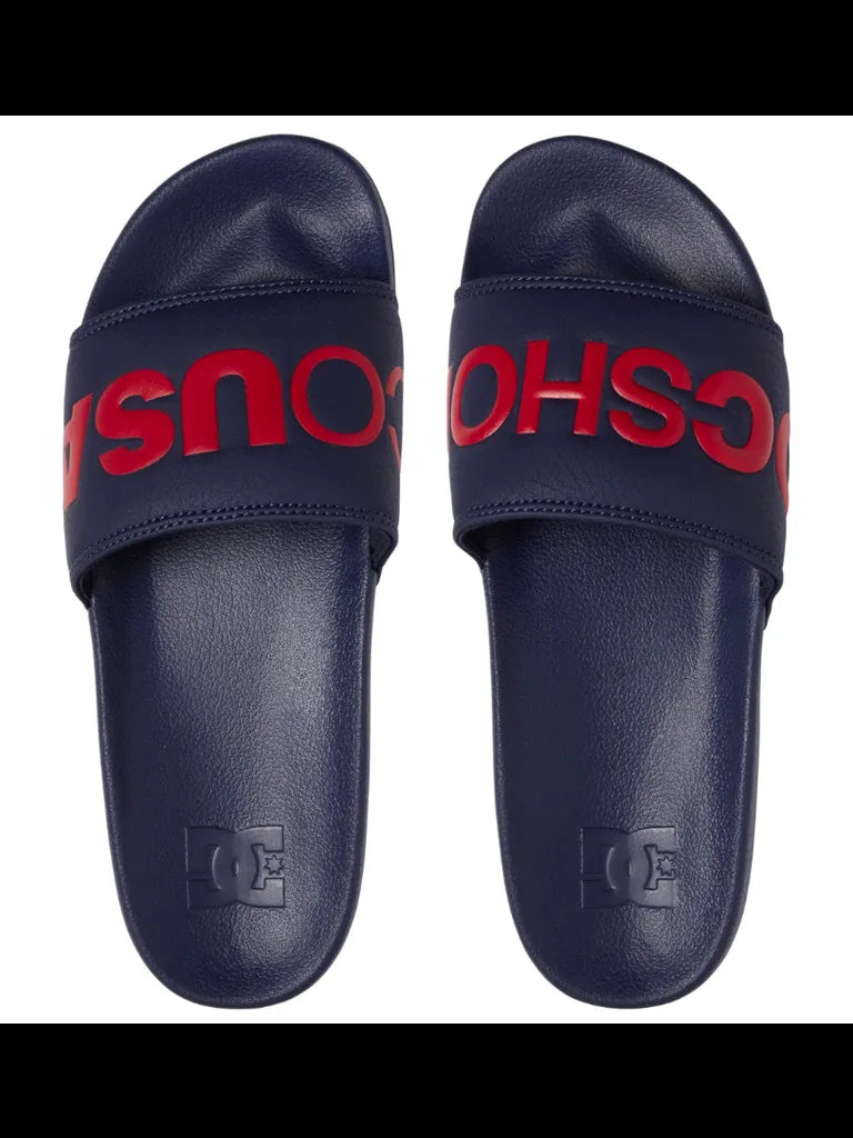 DC Shoes 'Brand Name' Slide - Navy/Red