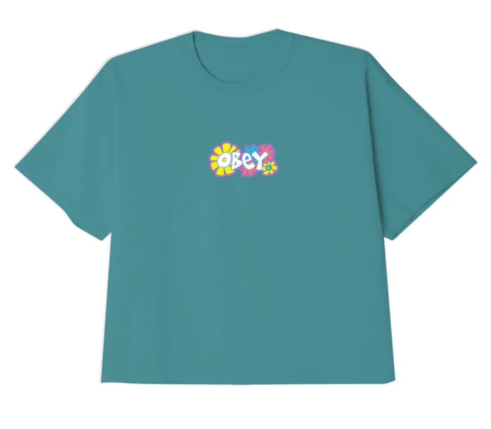 Obey 'Groovy Dasies' Haut court personnalisé - Turquoise Tonic