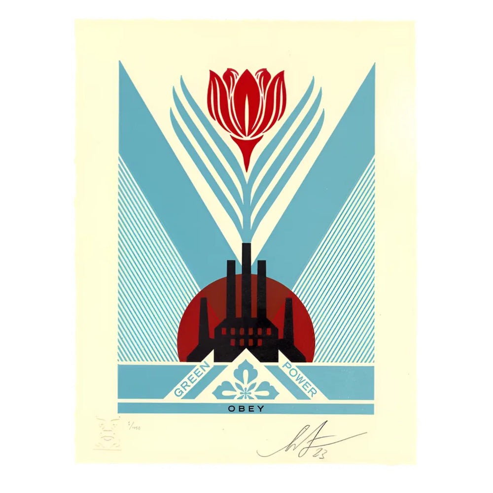 Autocollant Obey 'Green Power Industry' - Bleu