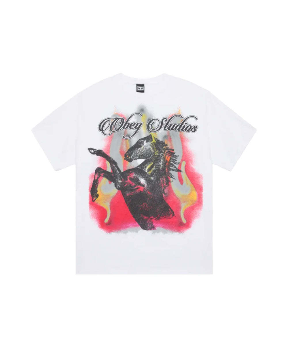 T-shirt ample Obey 'Studios Horse' - Blanc