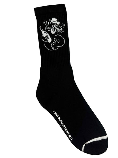 40’s & Shorties 'Drunk Cat' Socks - Black