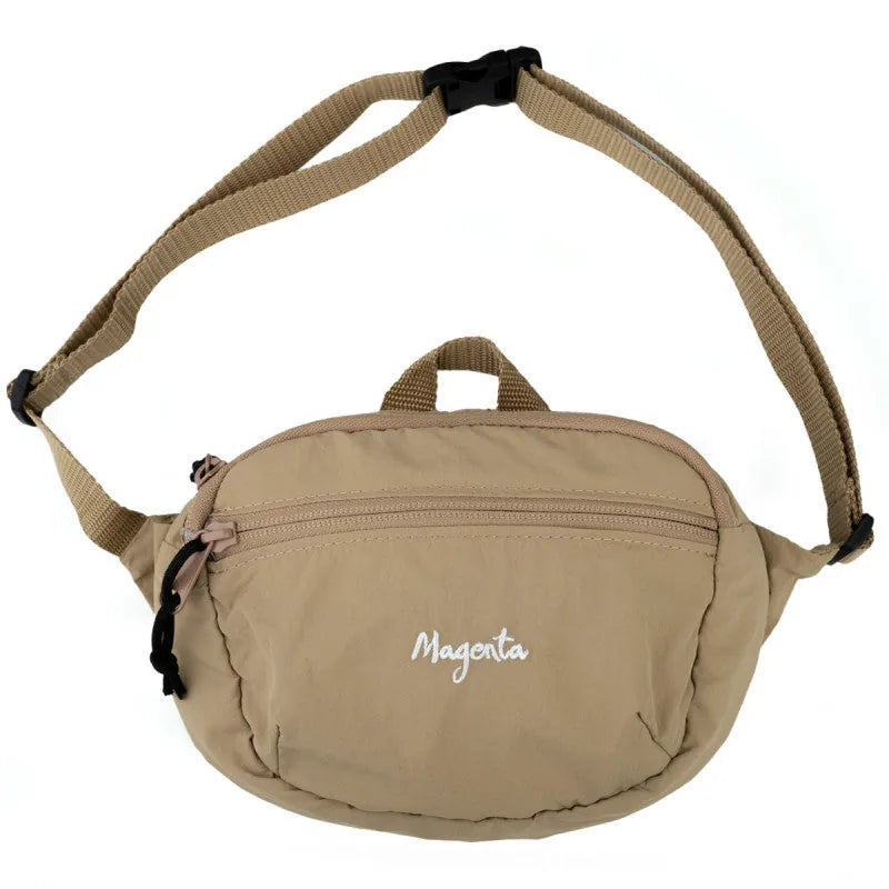 Sac banane « Script » magenta - beige