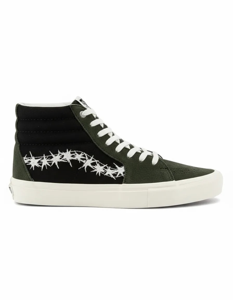 Chaussures Vans 'SK8-Hi' - Vert éclaboussé/Noir