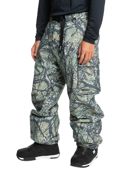 Pantalons de neige cargo 'Snow Down' de Quiksilver - Motif abstrait Woodland Sea Spray