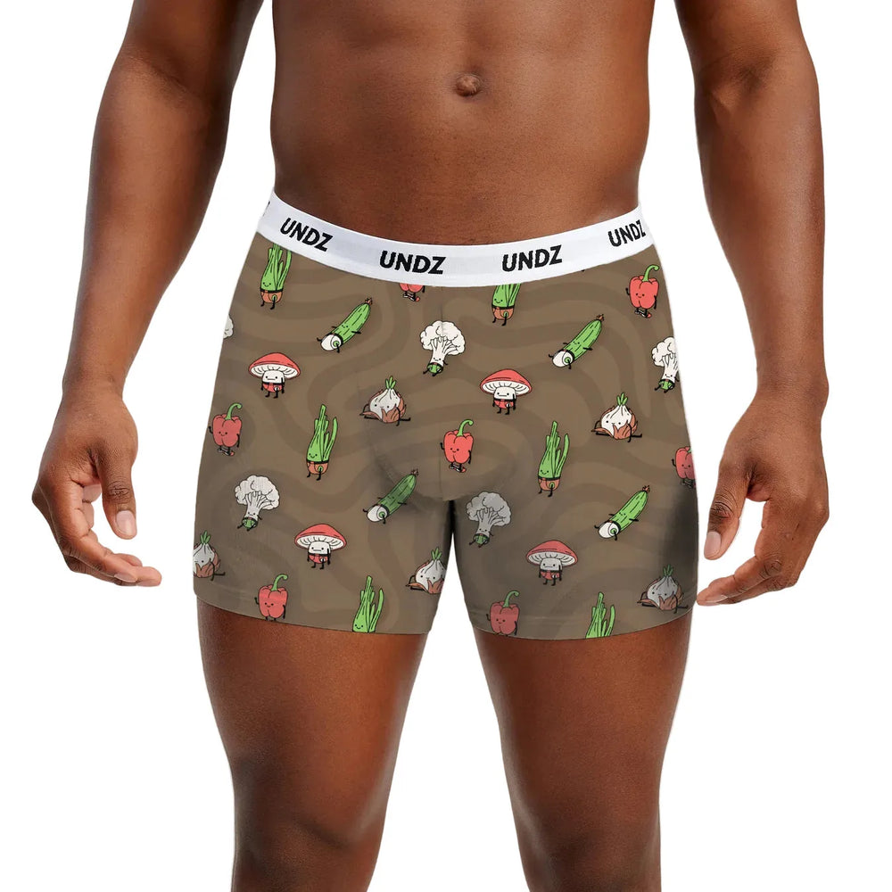 UNDZ 'Eat Your Veggies' Bamboo Boxer - Brown