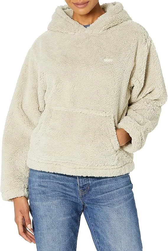 Obey 'Gias' Cropped Polar Fleece Hoodie - Silver Grey (Women's)