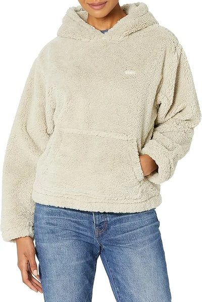 Obey 'Gias' Cropped Polar Fleece Hoodie - Silver Grey (Women's)