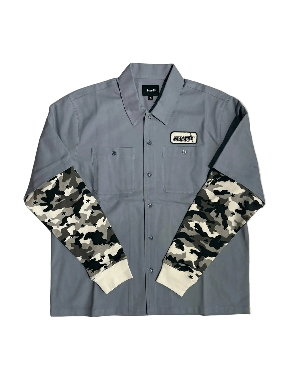 HUF 'Shadow' L/S Work Shirt - Blue/Winter Camo