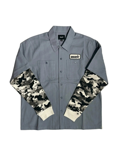 HUF 'Shadow' L/S Work Shirt - Blue/Winter Camo