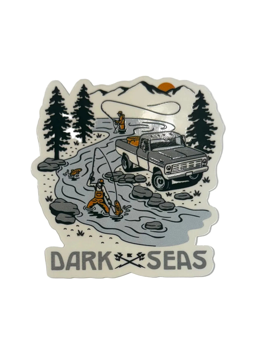 Dark Seas 'Fishing On The River' Sticker - Multi