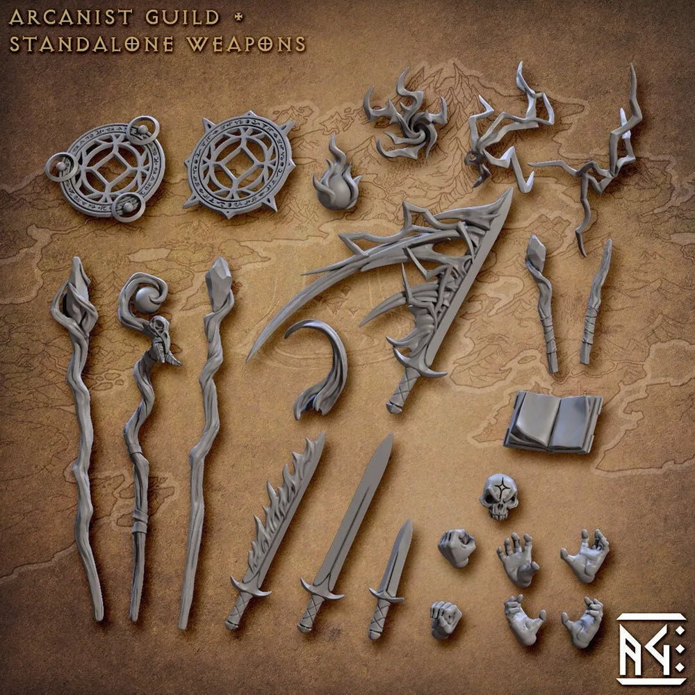 Arcanist Guild Armes et Pièces Détachées Autonomes - Artisan Guild | Arme | Baguette | Bâton | Épée | Sort | Main | Livre | Crâne | DnD | Pathfinder