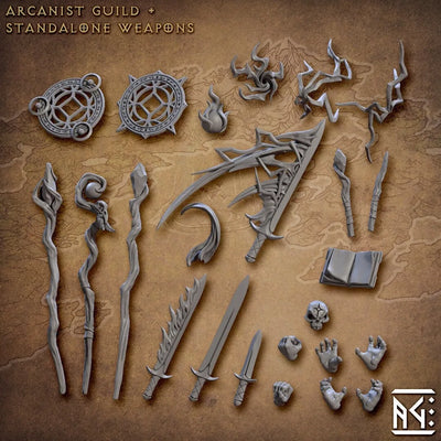 Arcanist Guild Armes et Pièces Détachées Autonomes - Artisan Guild | Arme | Baguette | Bâton | Épée | Sort | Main | Livre | Crâne | DnD | Pathfinder
