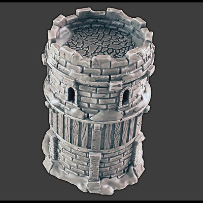 Tour de guet - Terrain pour JDR et jeux de guerre - EC3D Wintertide, neige, arctique, décor épars, Pathfinder 2E, roche fantastique naturelle, médiéval fantastique