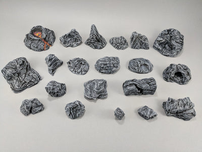 Ensemble de 20 rochers - Terrain pour JDR et jeux de guerre - EC3D Heroes Hoard, décor, Pathfinder 2E, Fantaisie, Nature, Rochers, Extérieur, Montagne