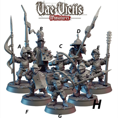 Gardiens Gobelins Armés - Vae Victis | DnD | Gobelin | monstre | mêlée | Archer | 32mm | Pathfinder | TTRPG | Wargaming | Frostgrave