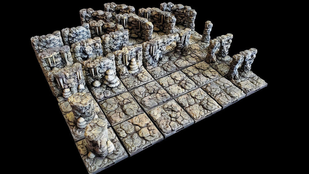 Ensemble de départ de tuiles de donjon magnétiques - Thème de grotte | Peint à la main | Fat Dragon Games | Terrain de jeu | Donjons et Dragons, D&D, Pathfinder