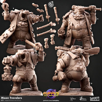 Voyageurs Lunaires - Cast n Play Huppus Mercenaires Spatiaux | Figurine DnD Giff, Hippopotame, Artificier, Barde, Voleur, Guerrier, Rôdeur, À Distance, Armes à feu