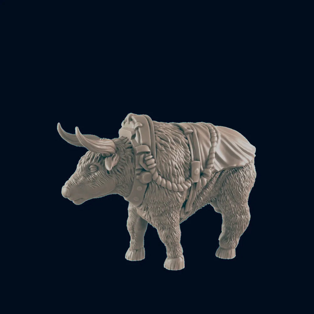 Bœufs harnachés - EC3D | DnD | Animal | Vache | Taureau | Roturier | 32mm | Pathfinder | Cochon | TTRPG | Jeux de guerre