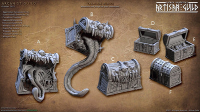 Treasures Chests and Mimics mini set - Artisan Guild | Mimic | Chest | Treasure | Monster | Fantasy | Trap | DnD | Pathfinder | Frostgrave