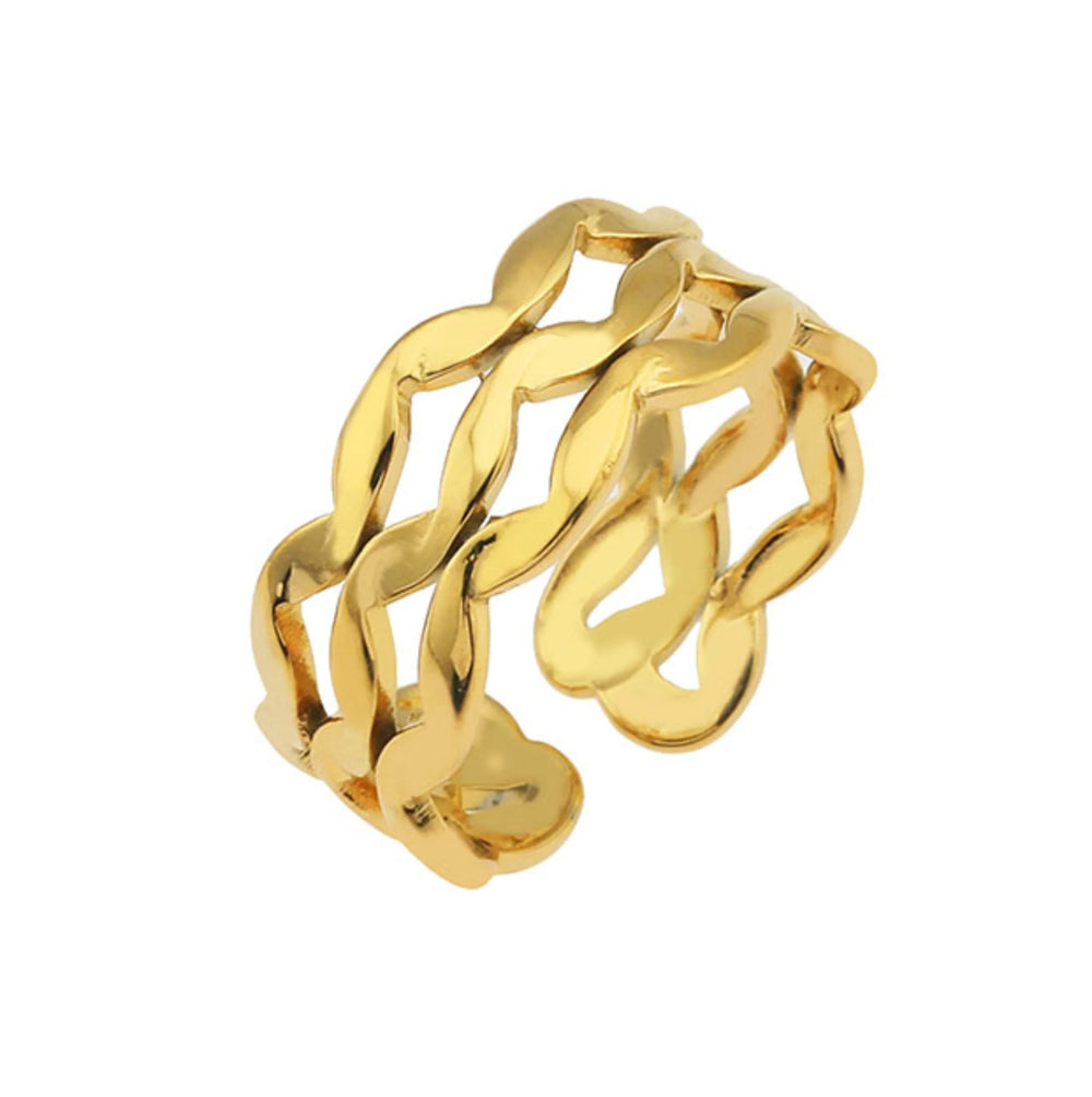 Bague Triple Empilée Ondulée Dorée PAIGE