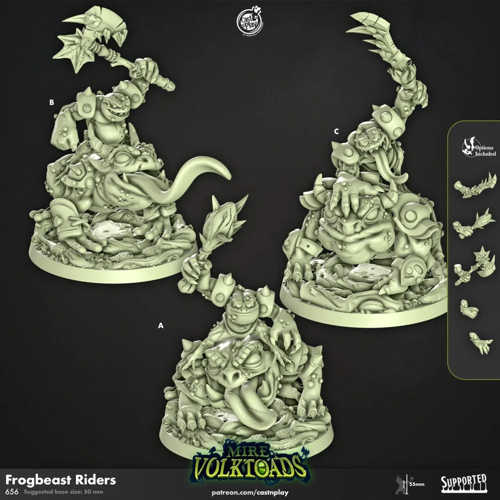 Cavalier Grenouille - Cast n Play Mire Volktoads | Miniature DnD | Hommes-grenouilles | Crapaud | Grenouille | Bullywug, Monstre, Guerrier, Monture, Barbare | Corps à corps