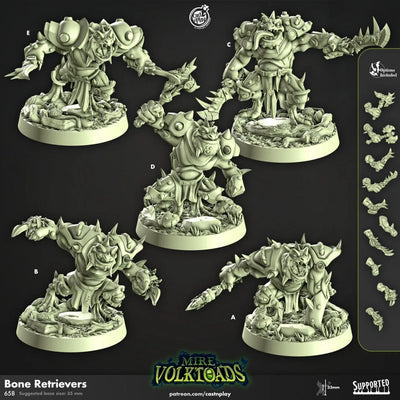 Bone Retrievers - Cast n Play Mire Volktoads | DnD Miniature | Beastmen | Toad | Frog | Bullywug, Monster, Fighter, Barbarian, Melee