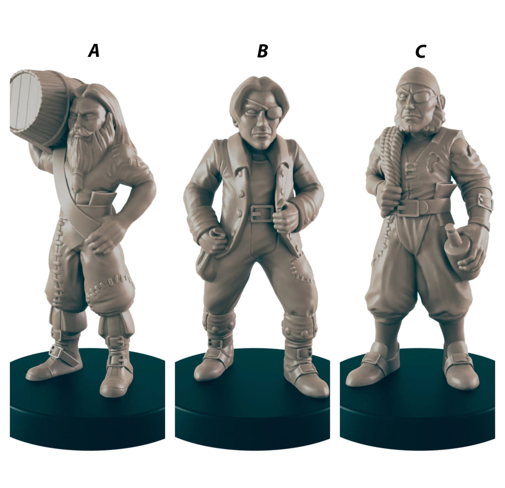 Marins Humains - EC3D | DnD | Miniatures de villageois | aventurier | Capitaine | 32mm | Pathfinder | roturier | TTRPG | Wargaming | Frostgrave