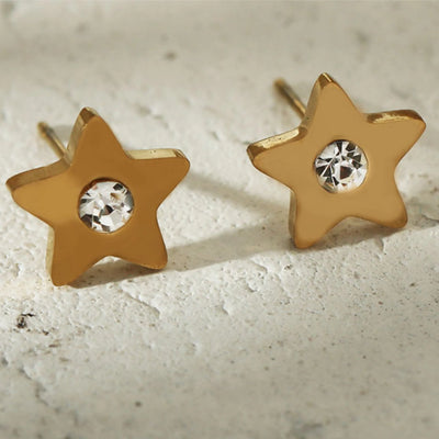 Boucles d'oreilles clous LAYLA Or : en forme d'étoile avec zircon au centre