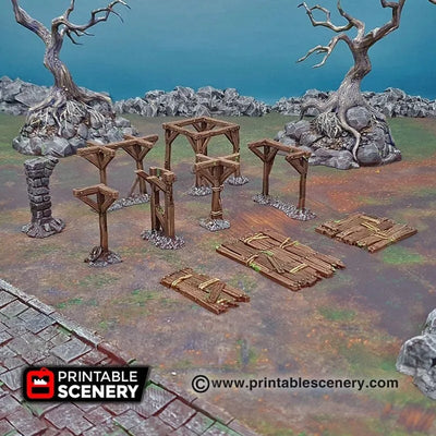 Scaffolding and Support Columns - Shadowfey Ruins, DnD, Pathfinder, 15mm, 28mm, 32mm, wargaming terrain, scatter, D&D, scenery