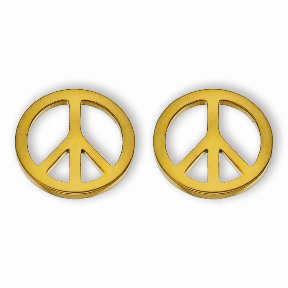 Boucles d'oreilles à clou Logo Paix en Or