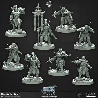 Doom Sentry - dnd miniature - Cast N Play Riders of Doom - Wargaming, Human, Male, Fighter, Barbarian, Ranger, Chaos, Evil, Undead, Melee